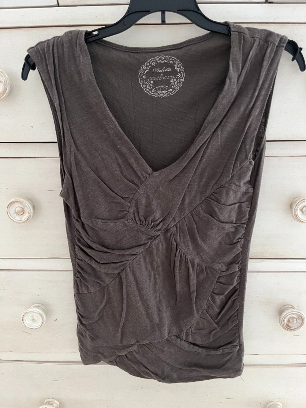Deletta ruched brown t shirt from Anthropologie